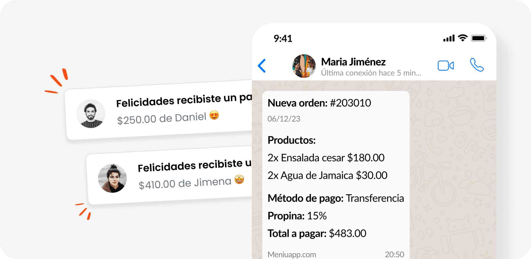 Recibe pedidos en WhatsApp con Meniu