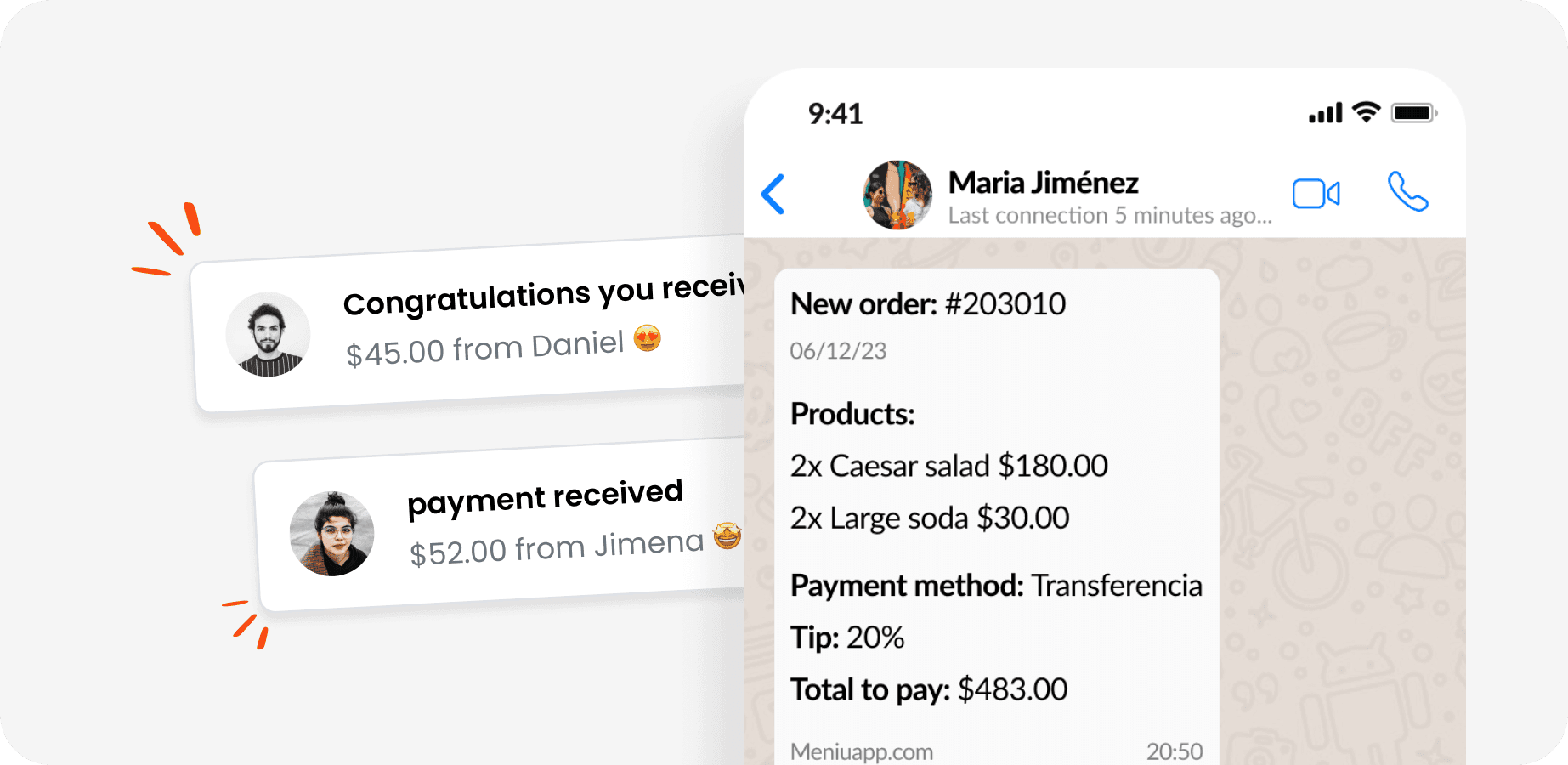 Recibe pedidos en WhatsApp con Meniu